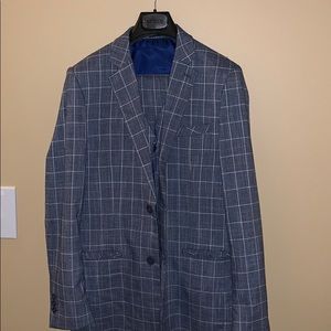 Boys 18 Windowpane Light Blue suit